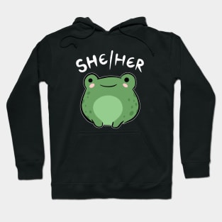 She / Her Frog: A Journey Through Cute Kawaii Characters Celebrating Femininity & Empowerment Hoodie